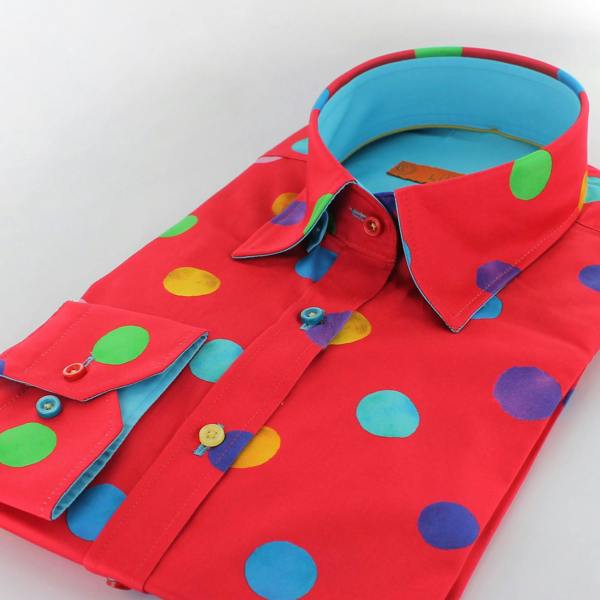 MULTICOLOUR POLKADOT WOMENS PRINT SHIRT - Premium Men's Patterned Shirt by Claudio Lugli | Bold Design, Tailored Fit, Best Printed Shirts