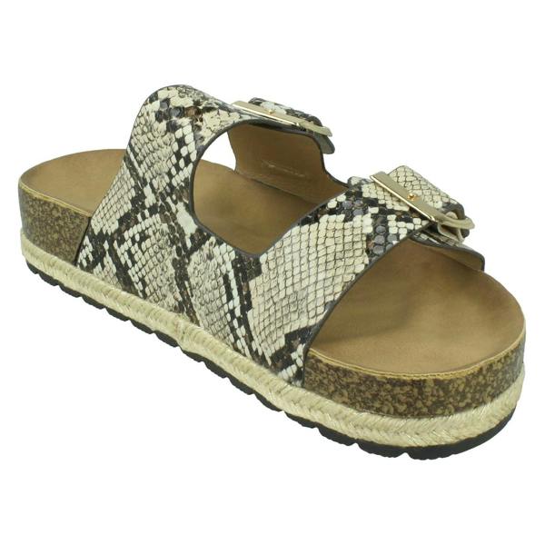 Spot On Ladies Spot On Snake Print Mules F10956