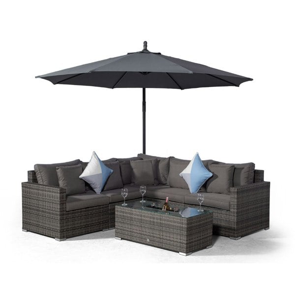 Giardino Havana 5 Seat Rattan Corner Sofa Set with Drinks Cooler Coffee Table