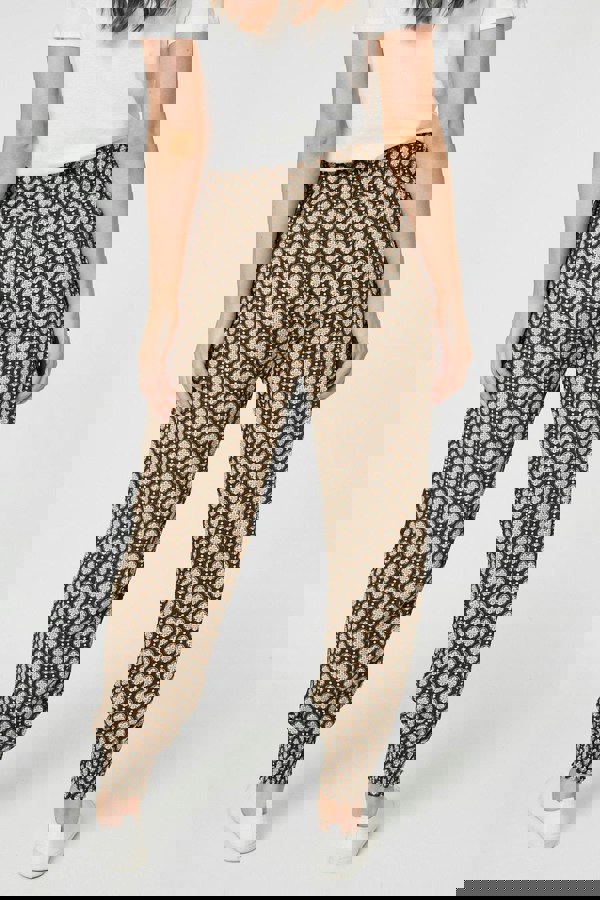 Khaki | Mosaic Print High Waist Harem Trousers