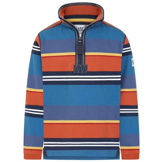 Lazy Jacks LJ40SC - Boy's Striped Quarter Zip - Grey