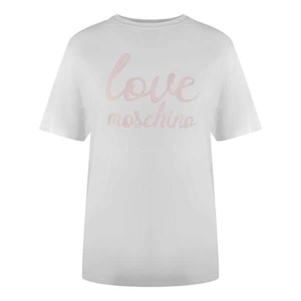 Moschino Love Moschino Bold Pink Logo White T-Shirt