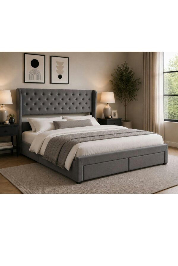 Groundlevel Westbury Velvet Upholstered Bed Frame With Storage Drawers