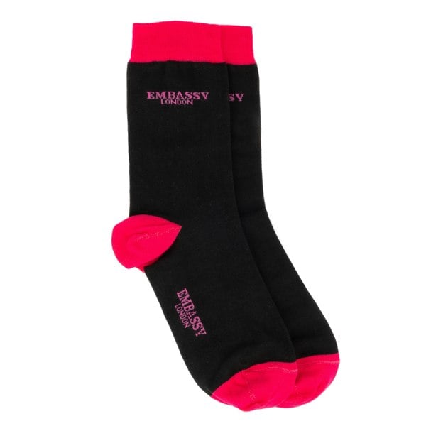 Embassy London Socktopus - Pink Horse - Men's 3 pack cotton crew socks size UK 6 to 12 in brand mix