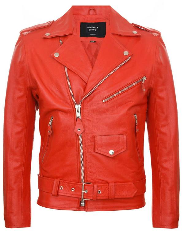 Infinity Leather Mens Cow-Hide Black Brando Jacket -Venice