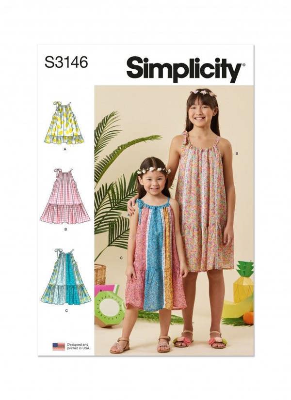 Simplicity Sewing Pattern 3146, Dresses for Kids, HH (3-4-5-6) - Intermediate