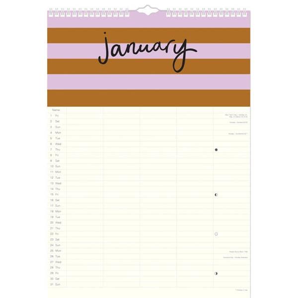 Caroline Gardner, Stripes A3 Family Planner 2027, Family Planners, Month To View, Art, Gift