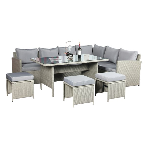 Outdoor Living The Knutsford 9 Seat Corner Rattan Dining Set