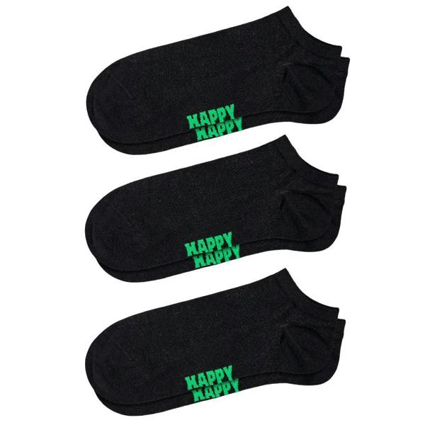 Happy Socks 3-Pack Solid Low Socks Black