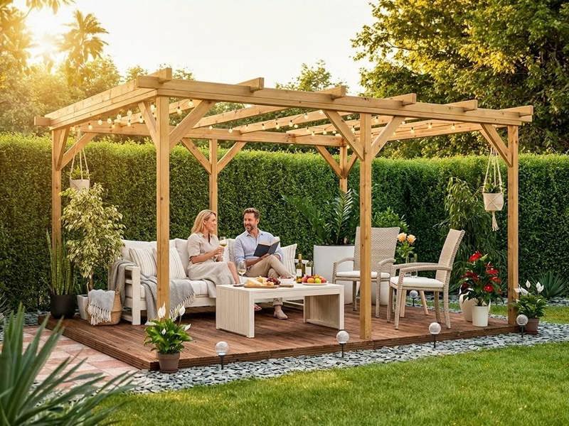 Dunster House Wooden Pergola Garden Plants Frame Utopia 4m x 3m (13' x 10')