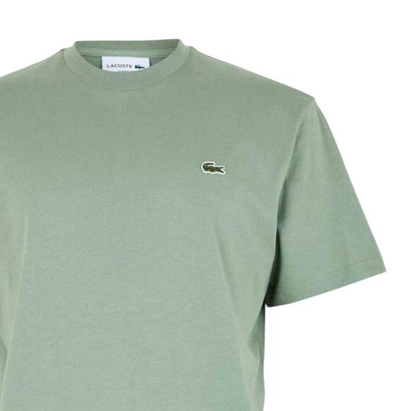 Lacoste Mens Embroidered Logo Premium Cotton T-Shirt - Thyme Green - 