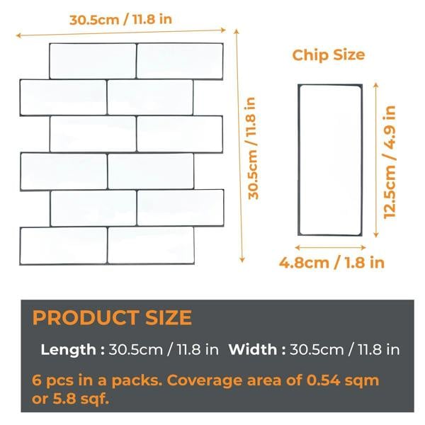 London Minimalist Brilliant White Glossy 3D Tile 30.5 x 30.5cm - 6 pcs