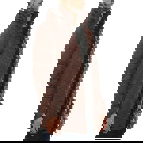 Leather Company Men's Leather Puffer Jacket Hooded Quilted Winter Coat