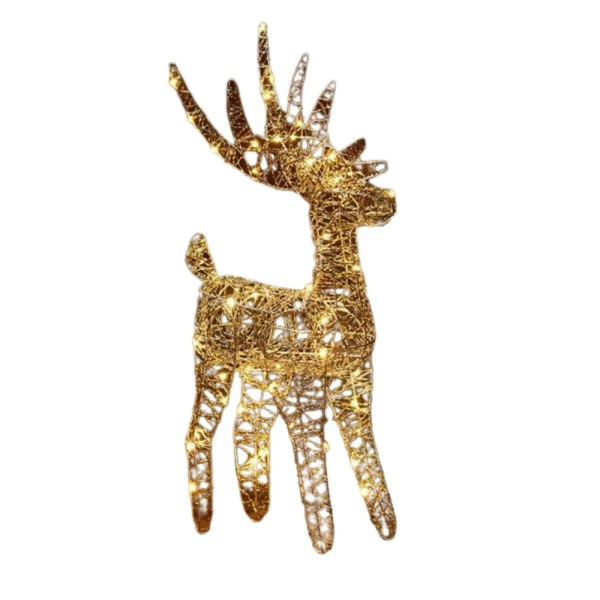 Samuel Alexander 43cm Battery Operated Light up Gold Weave Christmas Reindeer with Warm White LEDs