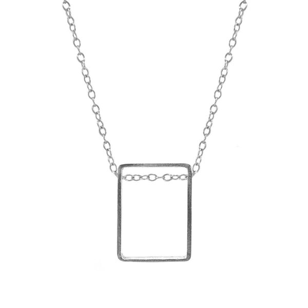 Anchor & Crew Bowen Box Mini Geometric Silver Necklace Pendant