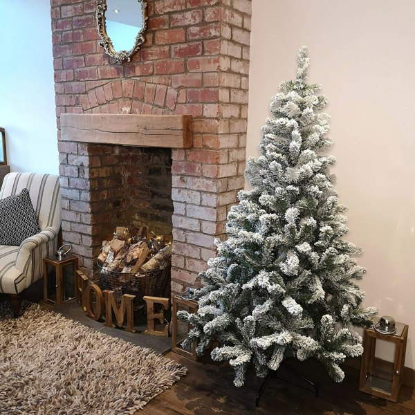 Samuel Alexander Kaemingk 6ft (180cm) Flocked Snowy Imperial Pine Hinged Christmas Trees