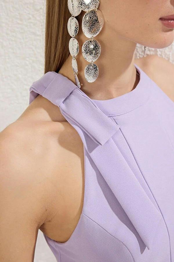 Halter Neck Tie Detail Skater Mini Dress