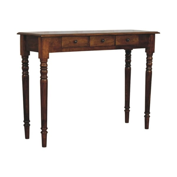 Artisan Furniture Solid Wood Turned Legs 3 Drawer Chestnut Console