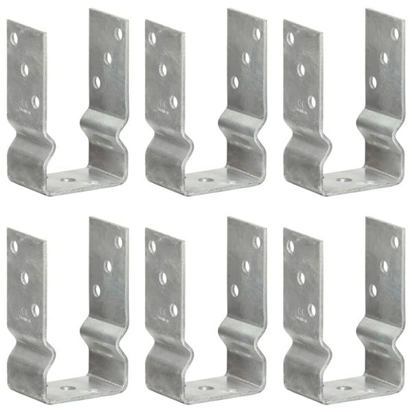 Berkfield Fence Anchors 6 pcs Silver 8x6x15 cm Galvanised Steel