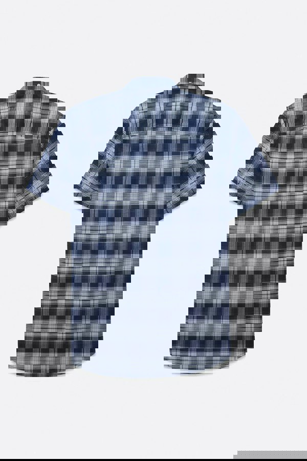 ENORSIA Men's Check Short Sleeve Oxford Shirt