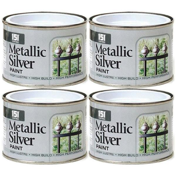 151 4X Metallic Silver Paint Tin 180ml