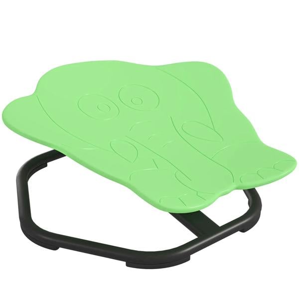 Green elephant-shaped spinning chair with curved base for children
