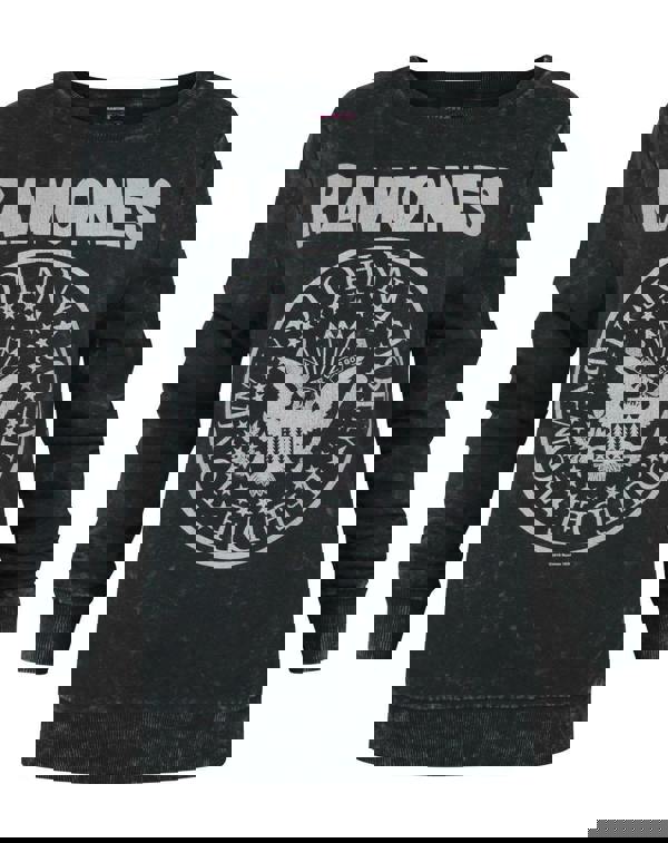 Amplified Clothing Womens Grey Ramones Seal Logo Sweatshirt