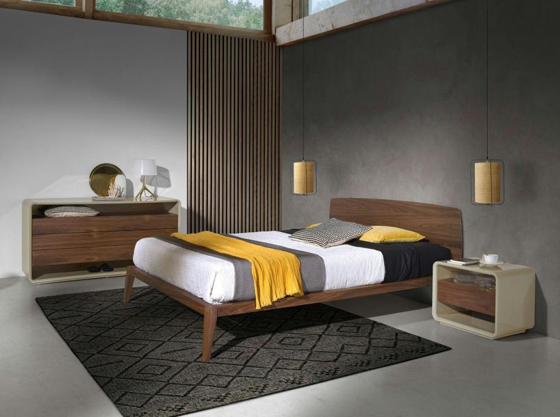 Angel Cerdá Bedside Table Walnut and Grey Wood 7134