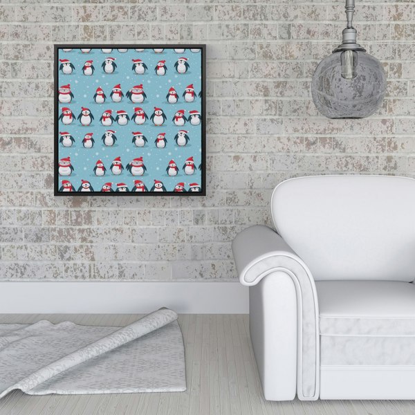 Warren Reed Adorable Santa Penguins Framed Canvas