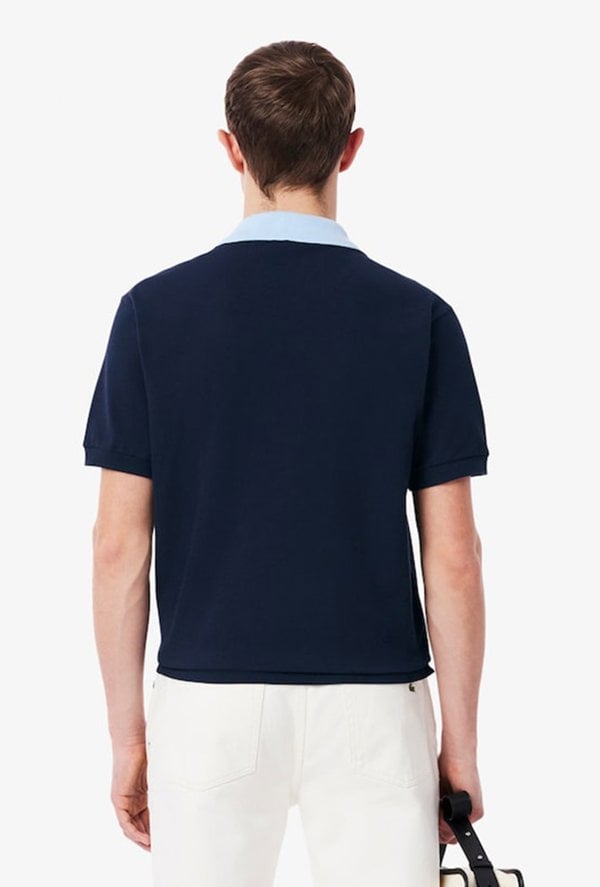 Lacoste Men's Classic Fit Contrast Collar L.12.12 Polo Shirt - Navy