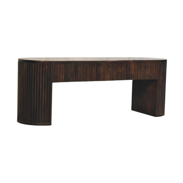 Artisan Furniture Solid Wood Velvet Mocha Fluted Bench