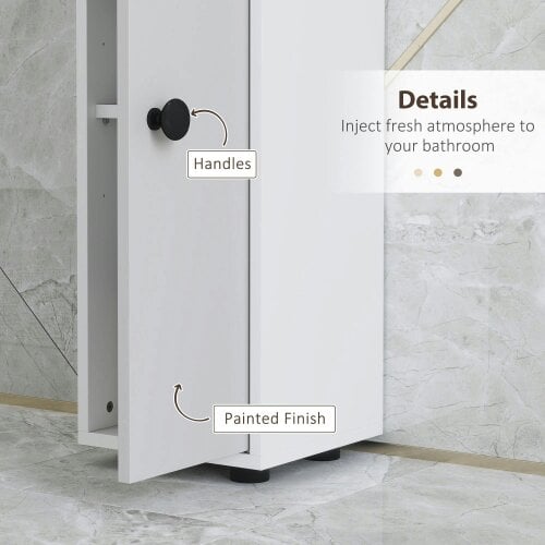 Wyld Haus Pabaha Tall Slim Bathroom Storage Cabinet With Drawers Shelves And Cupboards Light Grey