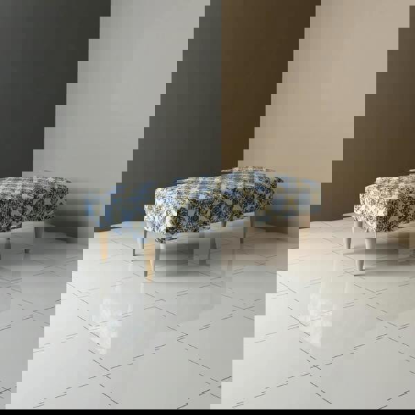 High-end stitched lid footstool pouffe with concealed storage solution