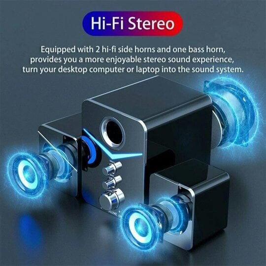 Havendro Computer Speakers Surround Sound System LED PC Gaming Bass USB Wired for Desktop