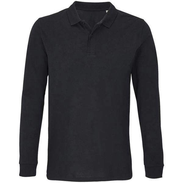 SOLS Unisex Adult Planet Piqué Long-Sleeved Polo Shirt - Black