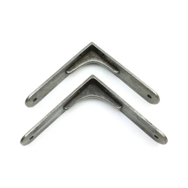 Pair of Corner Brace Gallows Style Antique Cast Iron Shelf Brackets