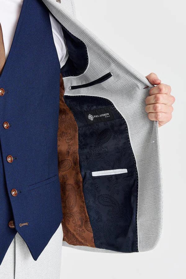 Paul Andrew Mark Stone Suit with Mayfair Navy Waistcoat