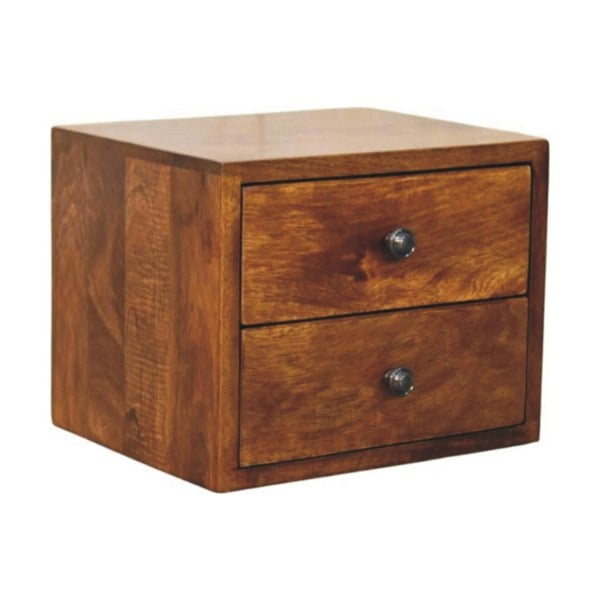 Artisan Furniture Solid Wood Solis 2-Drawer Chestnut Wall Mounted Nightstand