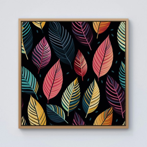 Warren Reed Colourful Leaves Pattern Framed Canvas