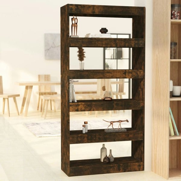 Berkfield Book Cabinet/Room Divider Smoked Oak 80x30x166 cm Engineered Wood