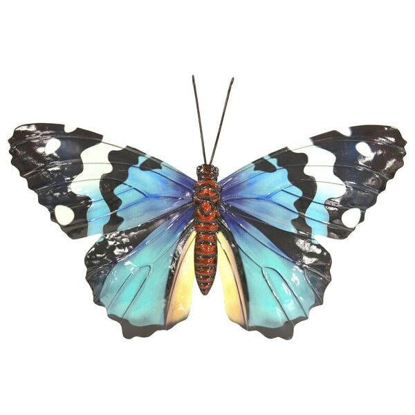 EDH Door Hardware Medium Metal Blue Butterfly Wall Art