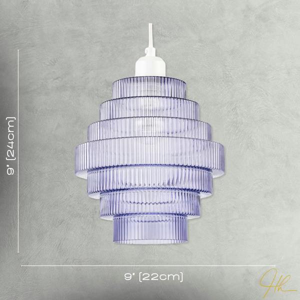 Tiered Stepped Design Smoked Lavender Glass Pendant Ceiling Lamp Shade Image 7