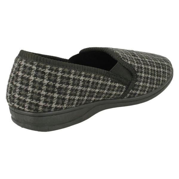 Spot On Mens Spot On Check Detail Gusset Slippers Mason