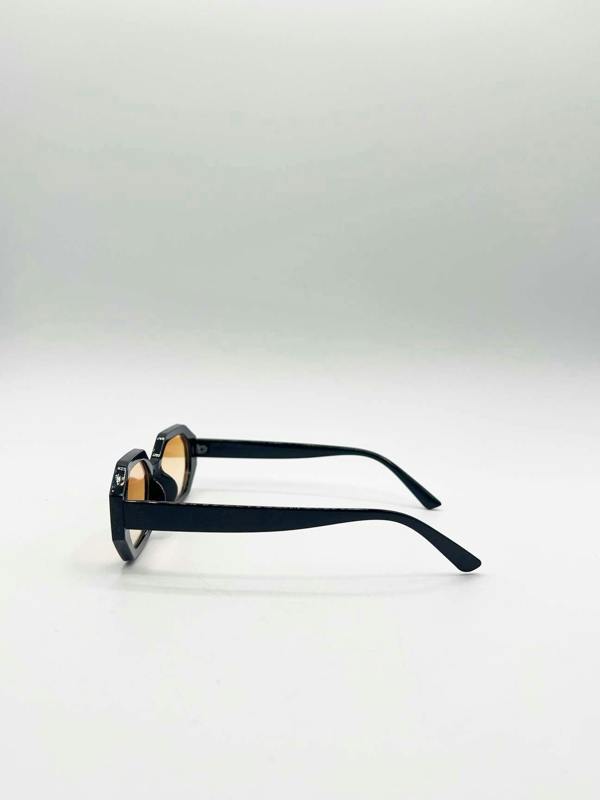 Oval Geomentric Sunglasses in Black Orange - svnx