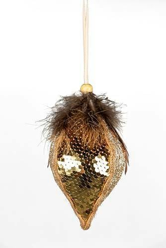 14cm Gold Sequin Teardrop Bauble Set of 3 Christmas Hanging Decorations image 4