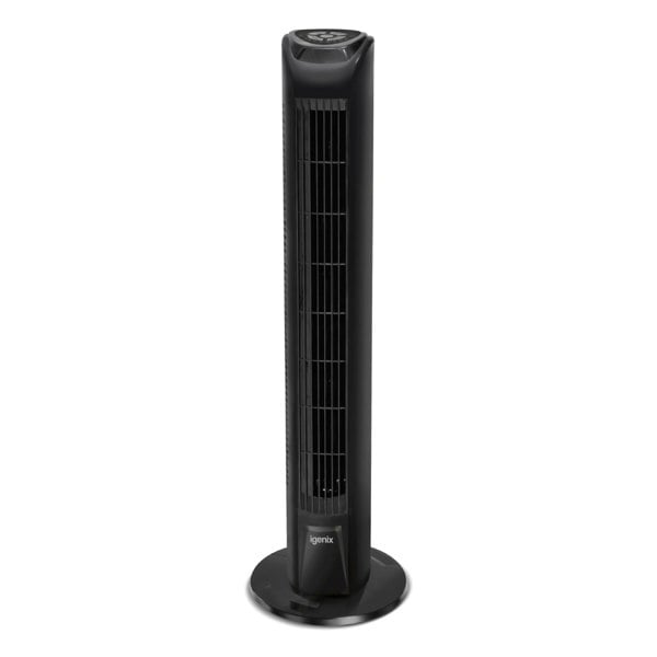 igenix Tower Fan, Oscillating, 7.5 Hour Timer, 29 Inch, Black