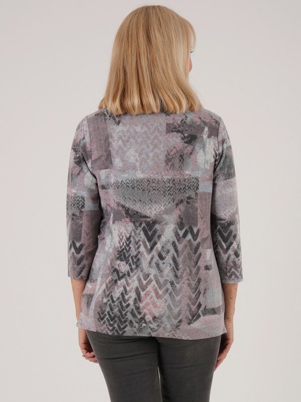 TIGI Blur Print Split Cowl Neck Top