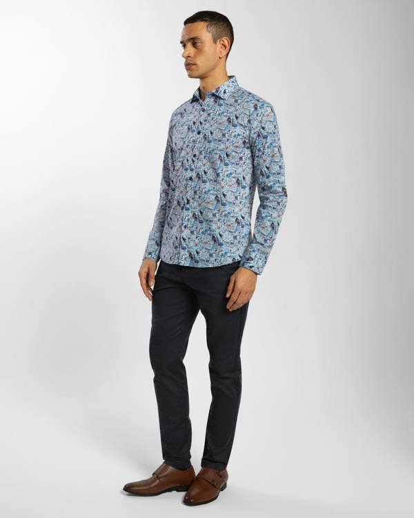 Steel & Jelly Limited Edition Abstract Retro Print Stretch Shirt