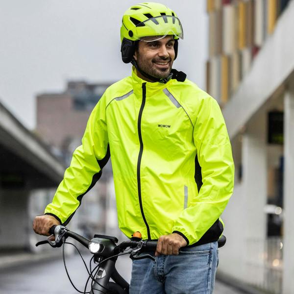 WOWOW Mens Ladies Ben Nevis Hi Vis Waterproof Cycling Windproof Jacket with Pockets