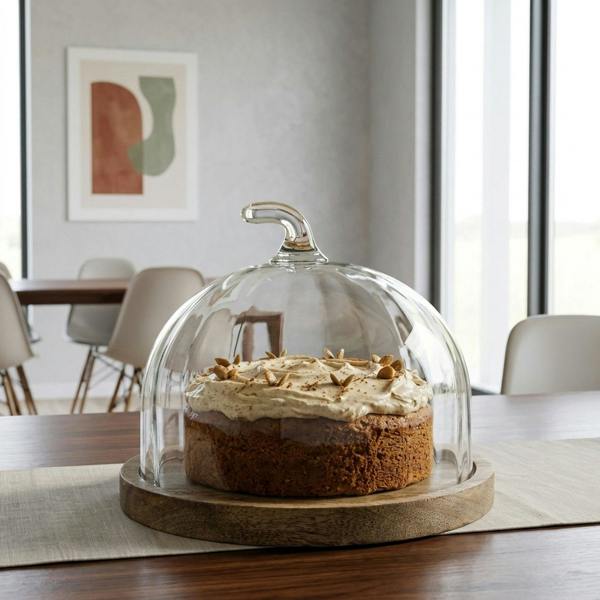 Garden Greatness Present Pumpkin Cake Plate Glass Dome